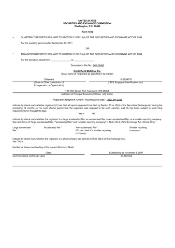 Miniature Intellicheck 10-Q Rapport trimestriel 2011 