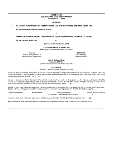 Vorschaubild Sonoma Pharmaceuticals 10-Q Quartalsbericht 2012 