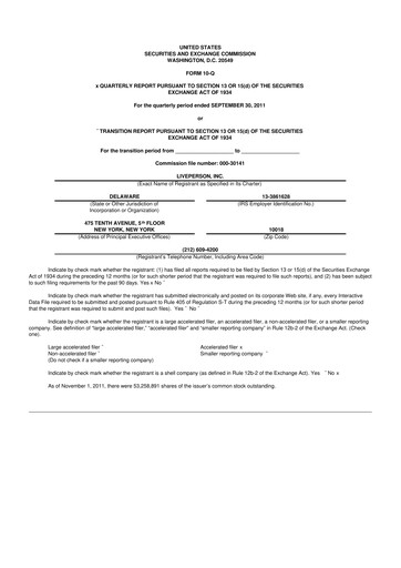 Thumbnail LivePerson 10-Q Quarterly Report FY2011 