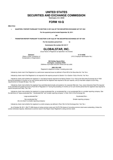 Thumbnail Globalstar
 10-Q Quarterly Report FY2011 