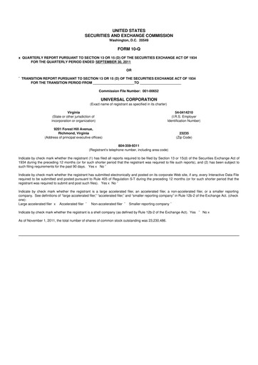 Thumbnail Universal Corporation
 10-Q Quarterly Report FY2012 