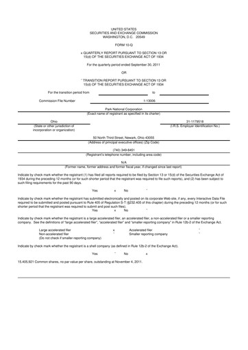 Vorschaubild Park National Corp 10-Q Quartalsbericht 2011 