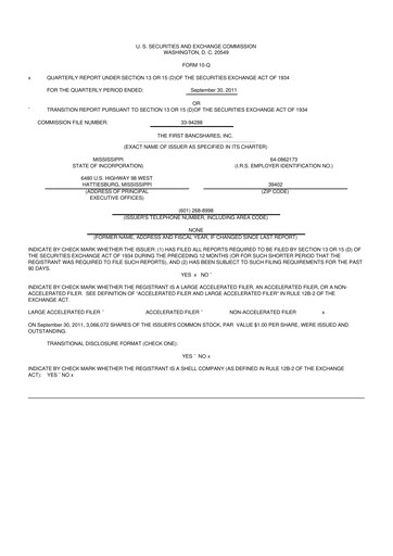 Miniature The First Bancshares 10-Q Rapport trimestriel 2011 