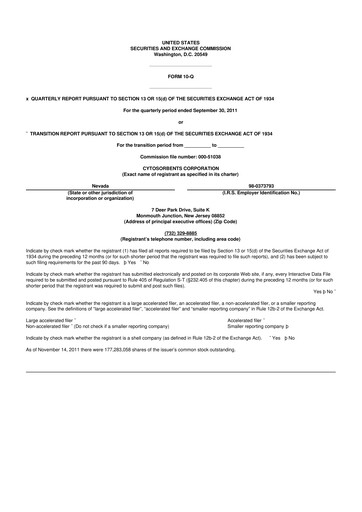 Miniature Cytosorbents 10-Q Rapport trimestriel  