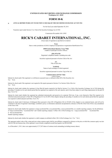 Thumbnail RCI Hospitality Holdings 10-K Annual Report 2011