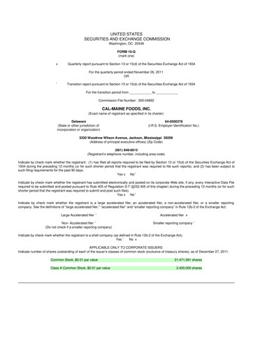 Thumbnail Cal-Maine Foods 10-Q Quarterly Report FY2012 