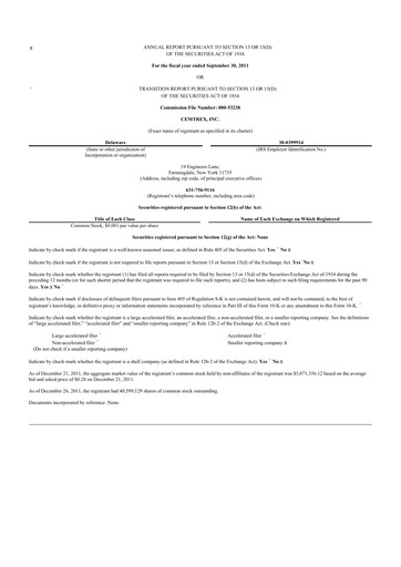 Thumbnail Cemtrex 10-K Annual Report 2011