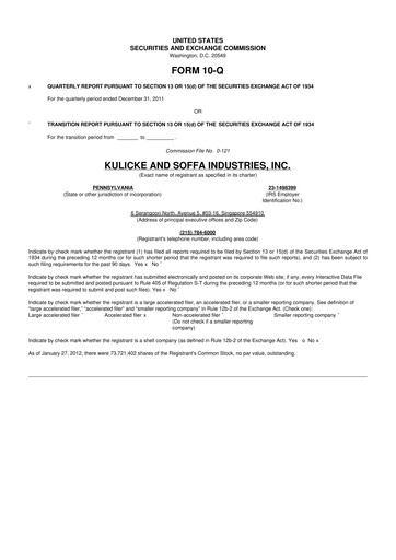 Thumbnail Kulicke and Soffa Industries 10-Q Quarterly Report FY2012 