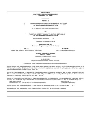 Thumbnail Golub Capital 10-Q Quarterly Report FY 