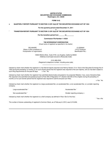 Thumbnail The InterGroup Corporation 10-Q Quarterly Report FY2012 