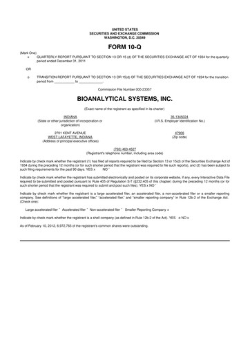 Miniature Inotiv 10-Q Rapport trimestriel 2012 