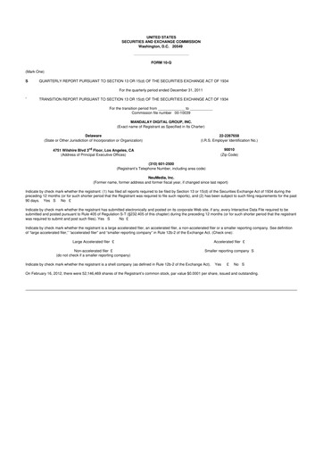 Miniature Digital Turbine
 10-Q Rapport trimestriel 2011 
