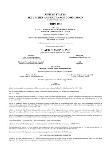 Thumbnail Clarus
 10-K Annual Report 2011