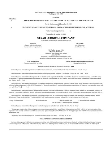 Thumbnail STAAR Surgical 10-K Annual Report 2011