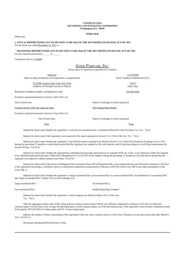 Thumbnail Interparfums 10-K Annual Report 2011