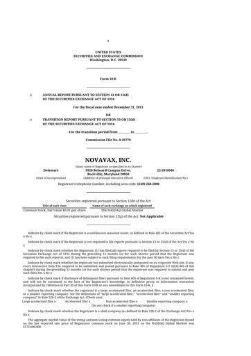 Thumbnail Novavax 10-K Annual Report 2011