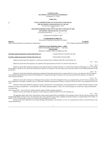 Thumbnail Landmark Bancorp 10-K Annual Report 2011