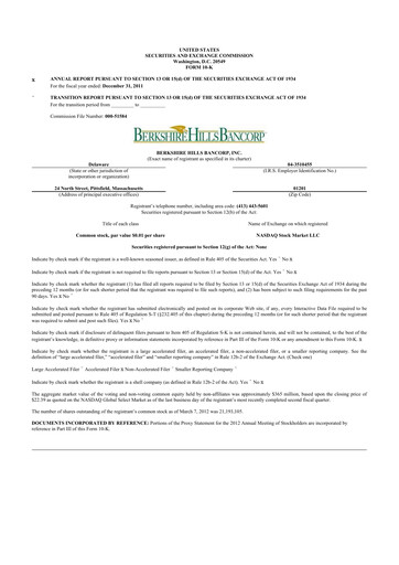 Thumbnail Berkshire Hills Bancorp 10-K Annual Report 2011