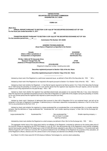 Miniature Fennec Pharmaceuticals 10-K Rapport annuel 2011