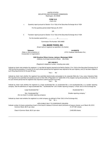 Thumbnail Cal-Maine Foods 10-Q Quarterly Report FY2012 
