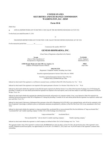 Thumbnail Iovance Biotherapeutics
 10-K Annual Report 2011