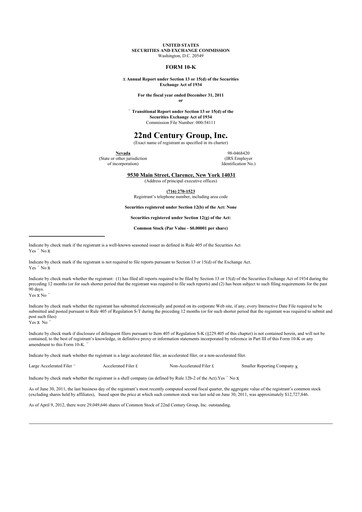 Thumbnail 22nd Century Group
 10-K Annual Report 2011