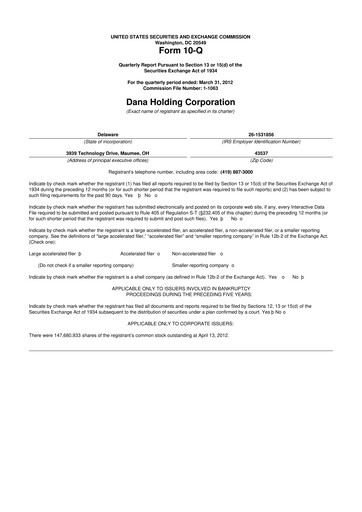 Thumbnail Dana Incorporated 10-Q Quarterly Report FY 