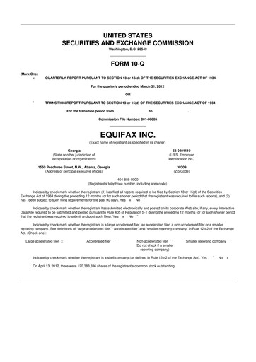 Vorschaubild Equifax 10-Q Quartalsbericht 2012 