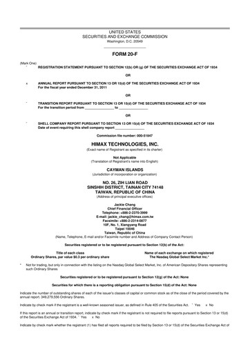 Miniature Himax Technologies 20-F Rapport annuel 