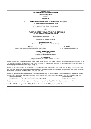 Thumbnail Golub Capital 10-Q Quarterly Report FY 