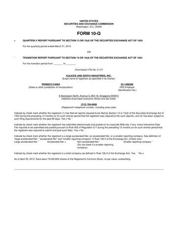 Thumbnail Kulicke and Soffa Industries 10-Q Quarterly Report FY2012 