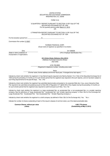 Thumbnail SB Financial Group 10-Q Quarterly Report FY2012 