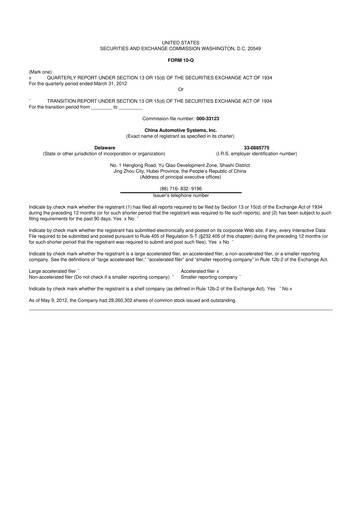Thumbnail China Automotive Systems 10-Q Quarterly Report FY2012 