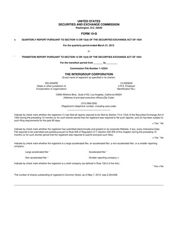 Thumbnail The InterGroup Corporation 10-Q Quarterly Report FY2012 