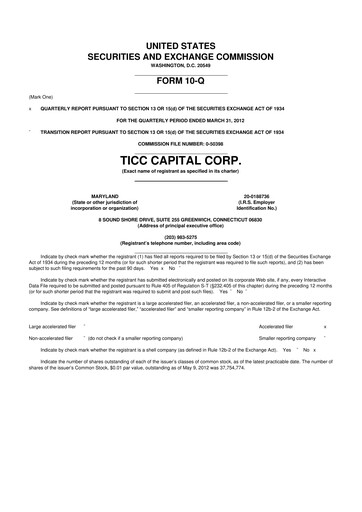 Miniature Oxford Square Capital
 10-Q Rapport trimestriel  