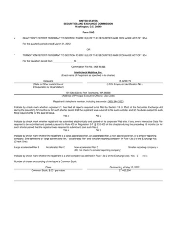 Miniature Intellicheck 10-Q Rapport trimestriel 2012 