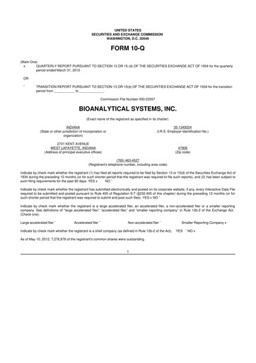 Miniature Inotiv 10-Q Rapport trimestriel 2012 