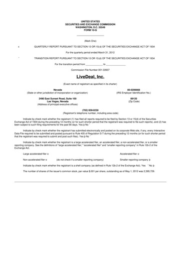 Thumbnail Live Ventures 10-Q Quarterly Report FY2012 