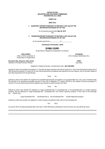 Miniature Trinity Place Holdings
 10-Q Rapport trimestriel 2013 