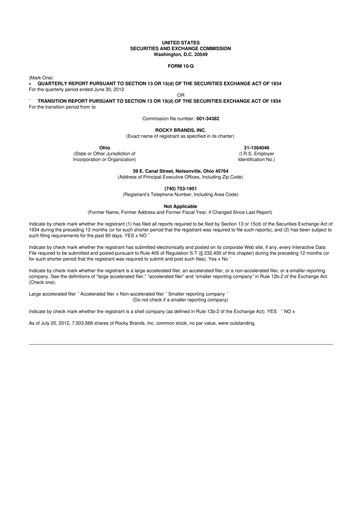 Thumbnail Rocky Brands 10-Q Quarterly Report FY 