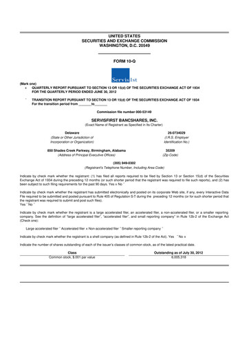 Thumbnail ServisFirst Bancshares 10-Q Quarterly Report FY 