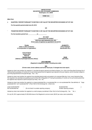 Thumbnail Protalix BioTherapeutics
 10-Q Quarterly Report FY 