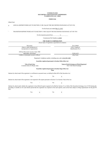 Vorschaubild Marcus Corporation
 10-K Jahresbericht 2012