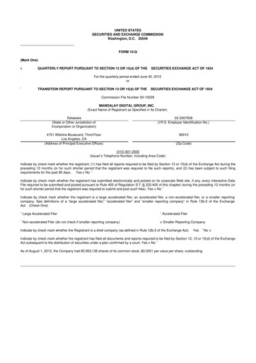 Miniature Digital Turbine
 10-Q Rapport trimestriel 2012 