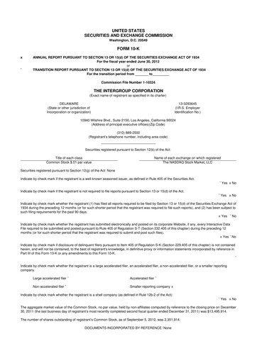 Thumbnail The InterGroup Corporation 10-K Annual Report 2012