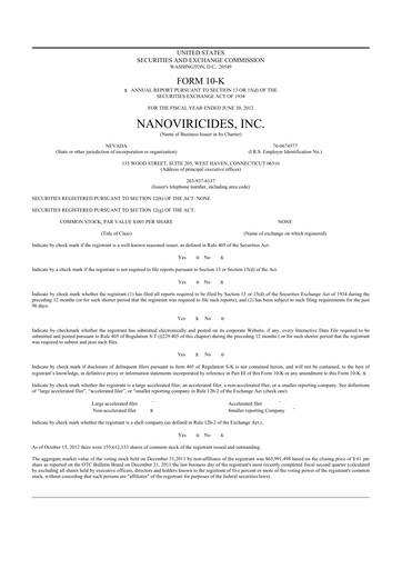 Thumbnail NanoViricides 10-K Annual Report 