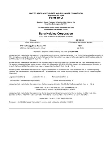 Thumbnail Dana Incorporated 10-Q Quarterly Report FY 