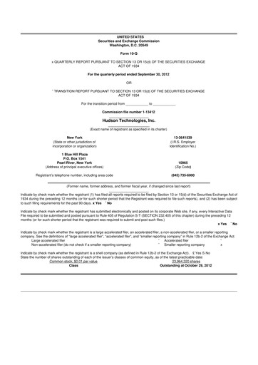 Thumbnail Hudson Technologies 10-Q Quarterly Report FY 