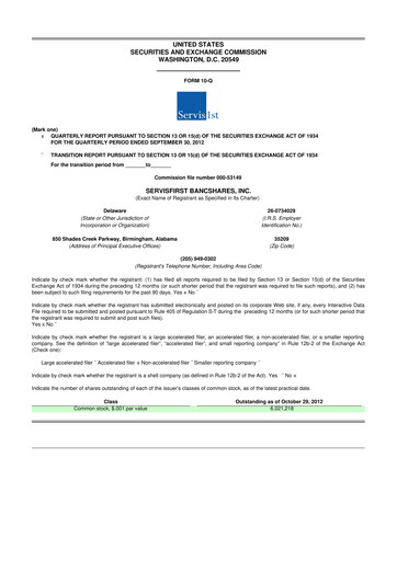 Thumbnail ServisFirst Bancshares 10-Q Quarterly Report FY2012 