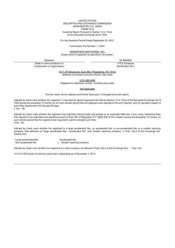 Thumbnail AIM ImmunoTech
 10-Q Quarterly Report FY2012 